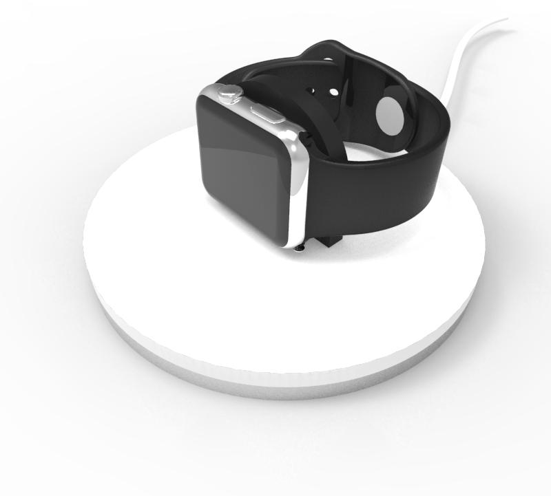 White leather covering for the top and a steel base for weight. 