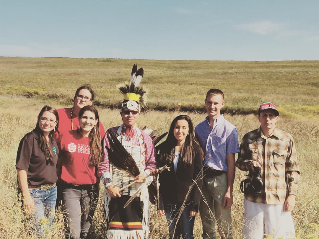 Some of the crew pictured at an out of the studio recording location (L to R): Kelsey Ducheneaux, Marcus Grignon, Elise Clote, Keenan Springer, Theresa Hinkle, Zachary Ilbery, and Ryan Redcorn.