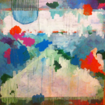 acrylic and oil marker on canvas 3'x 3' "magic hammocks" *Sold
