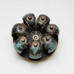 Heirloom/Reliquary with native plant oils, Brass and copper with glass Vile's 