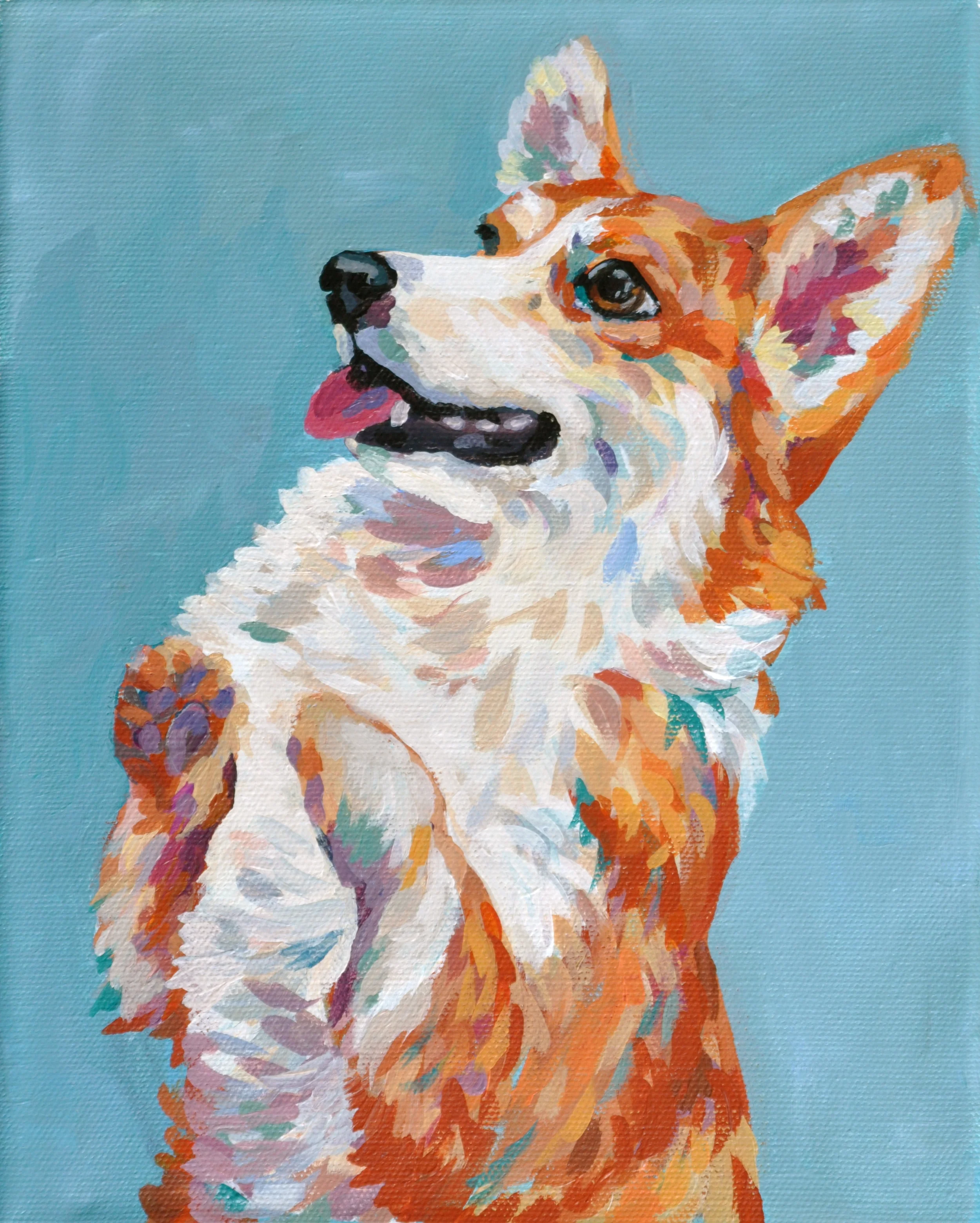  Corgi  Acrylics  8x10  Sold 