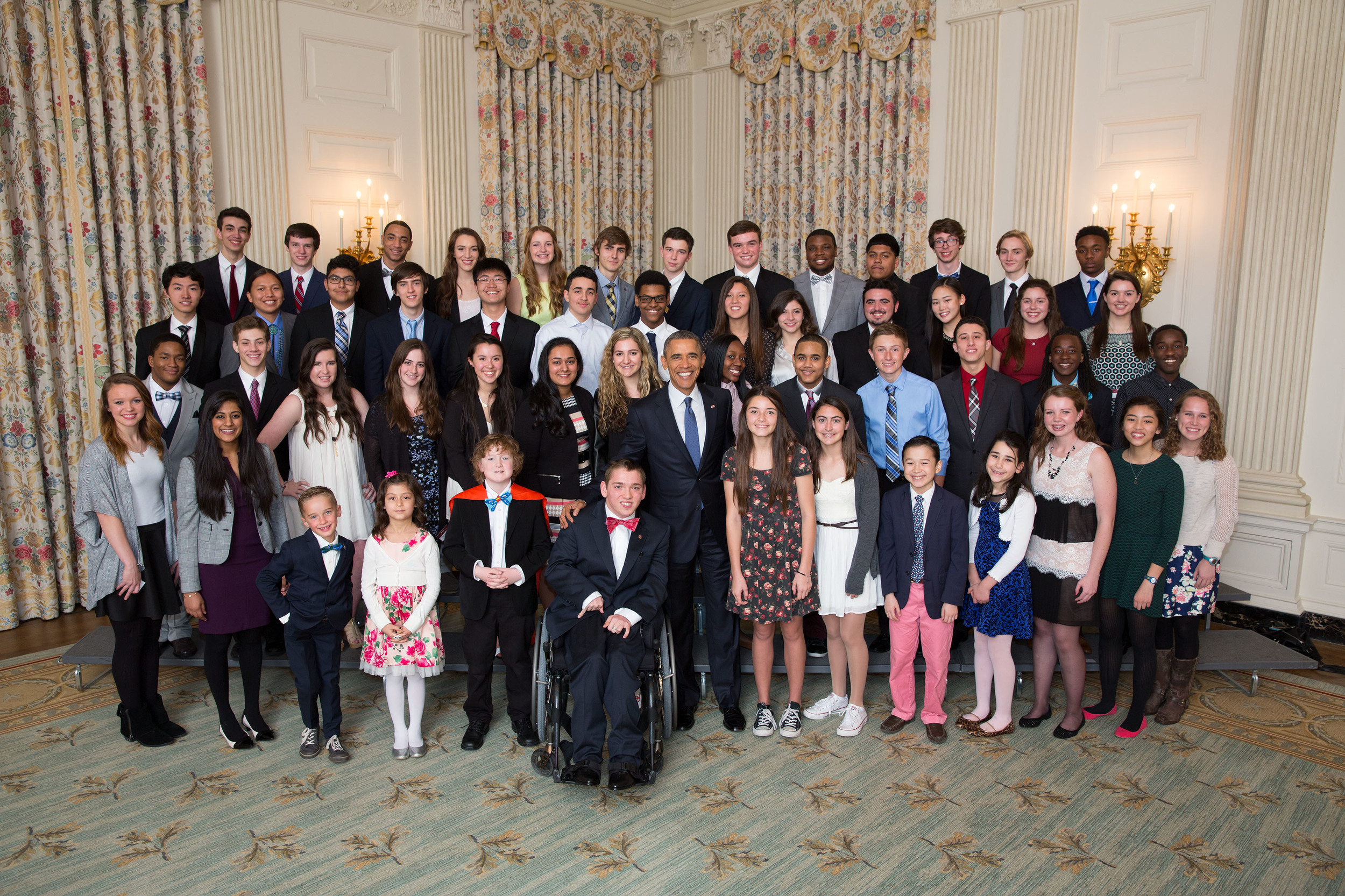 President Obama photo op with winners of 2015 White House Student Film Festival Official White House Photo by Pete Souza front.jpg