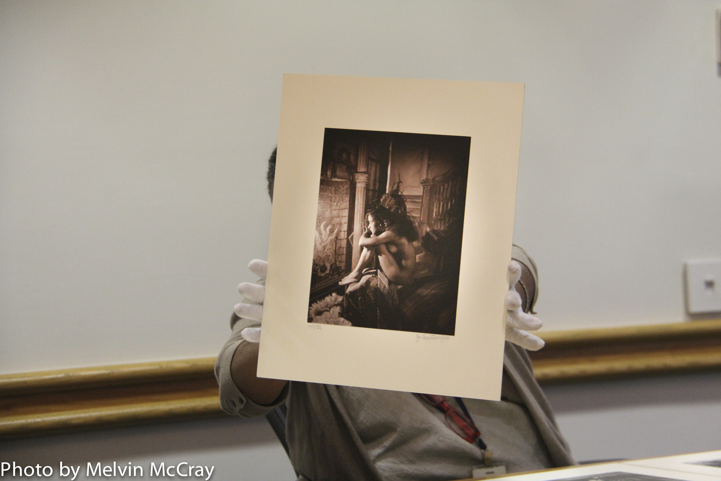 Mary Yearwood photography curator at the Schomberg Library letcuring to DMTP Student Khadim Diop photo by Melvin McCay-45.jpg