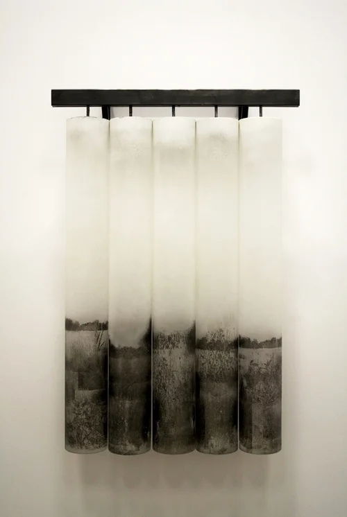   Horizon Study 3 , blown glass and steel,  2015, 30"w x 48"h x 9"d. -&nbsp; SOLD  