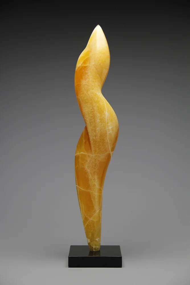   Spring , honeycomb calcite on  black granite base, 2015,  6"w x 22"h x 6"d -  SOLD  