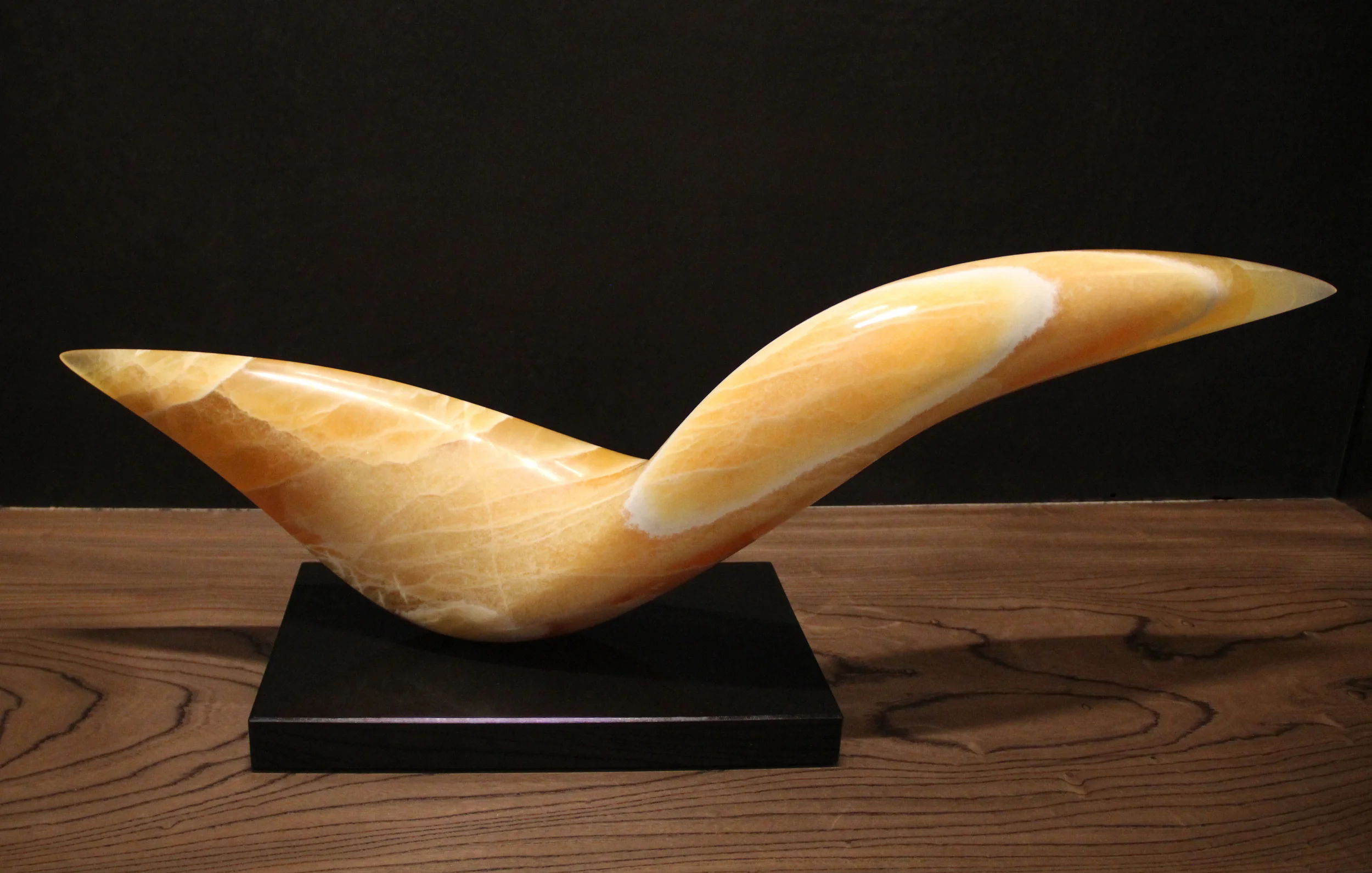   Ray of the Sun , honeycomb calcite on  black granite base, 2015,  38.5"w x 14"h x 10"d 