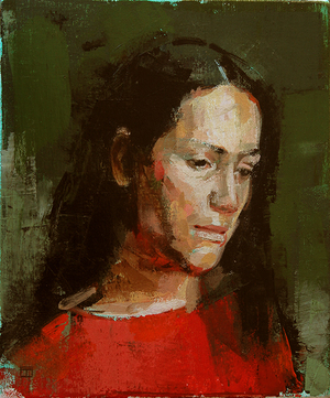   Study in Green , 2015, oil on mounted board,  10"w x 12"h 