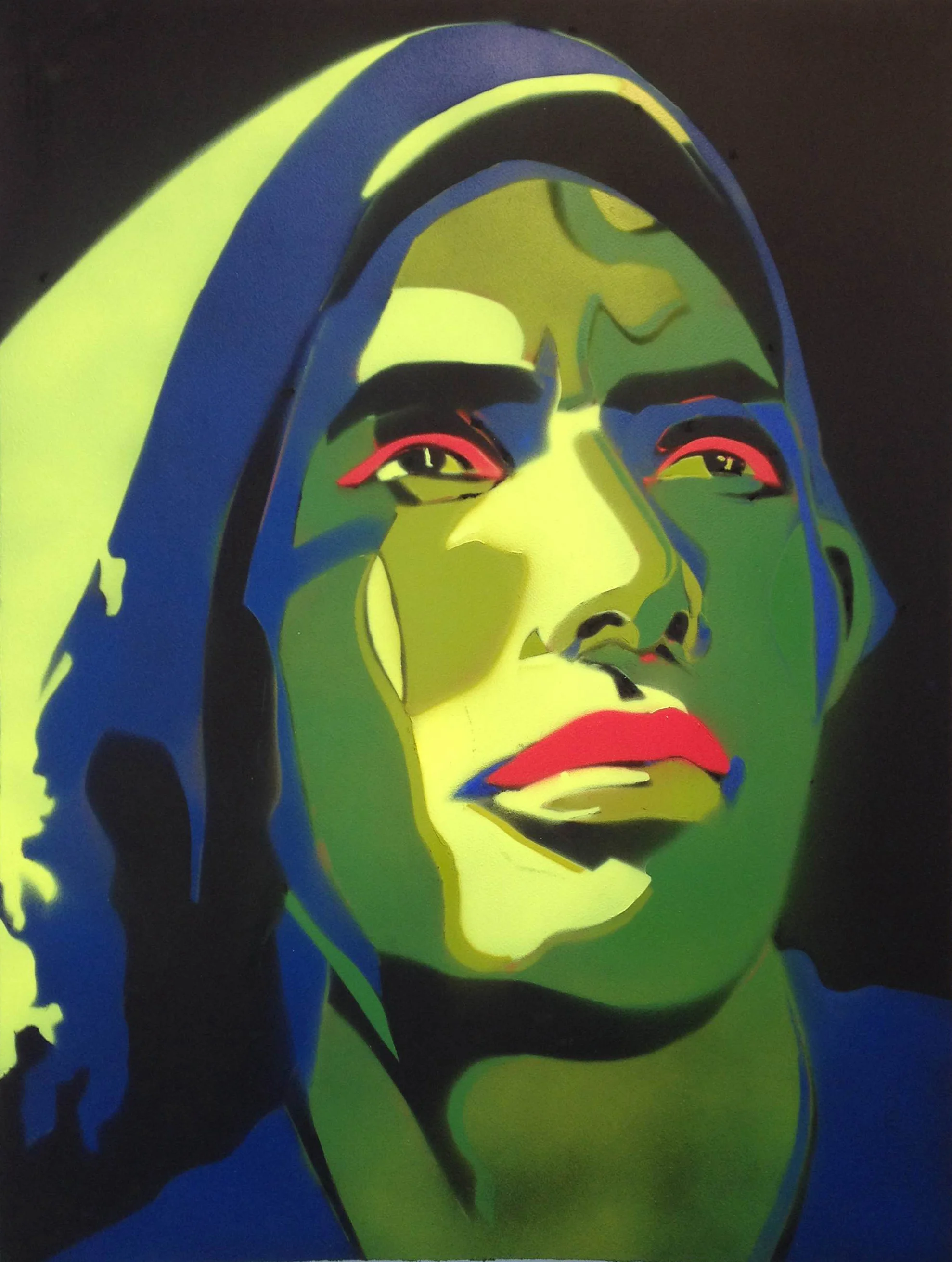  Heroic Monk with Head Cloth, 2016. acrylic on rag paper, 26" x 34" 