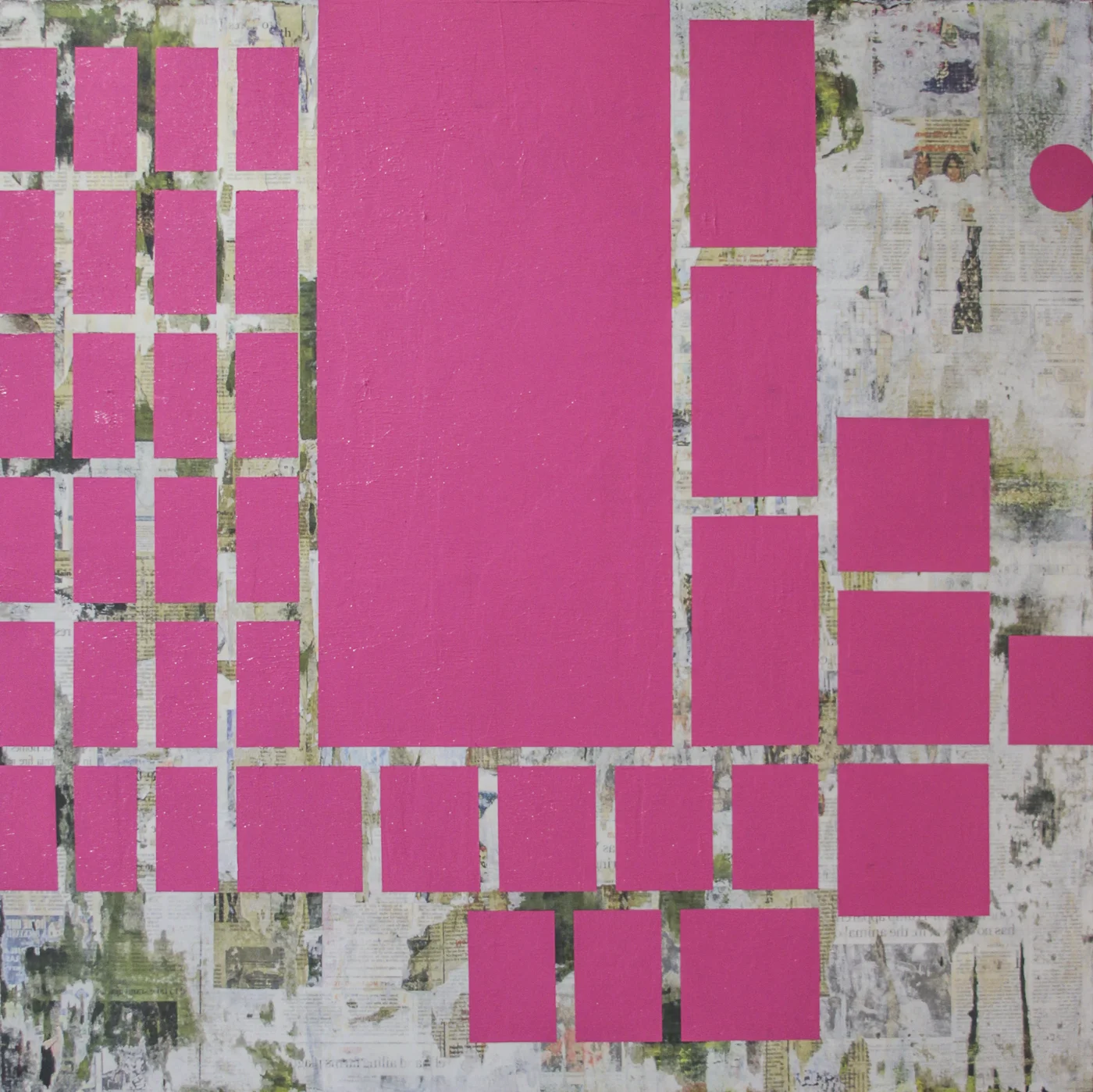   Look At Me , mixed media on panel,  2017, 40"w x 40"h x 7"d. 