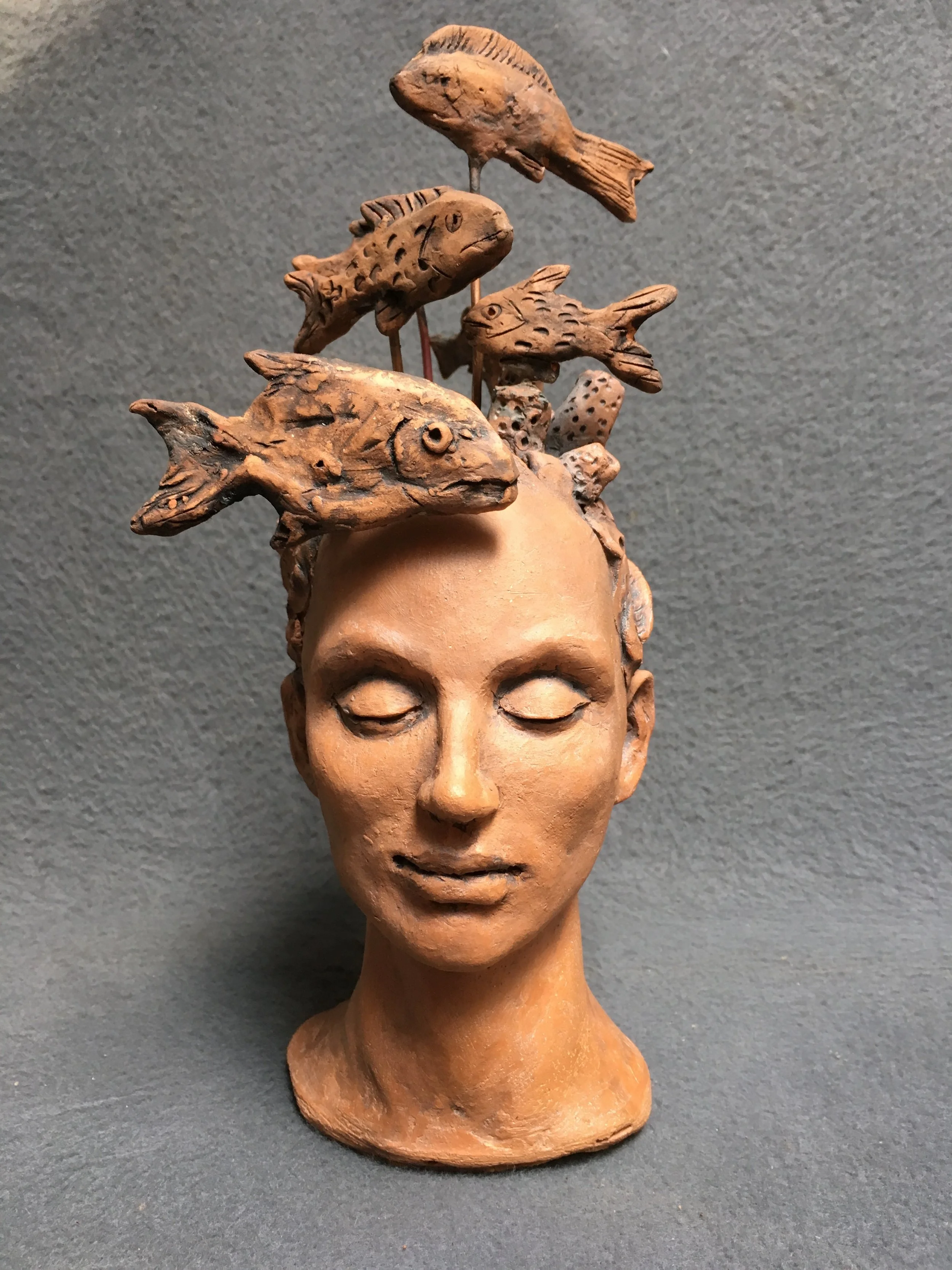   Deep 1 (front view) , ceramic, 2016,  4.5”w x 11”h x 5”d 