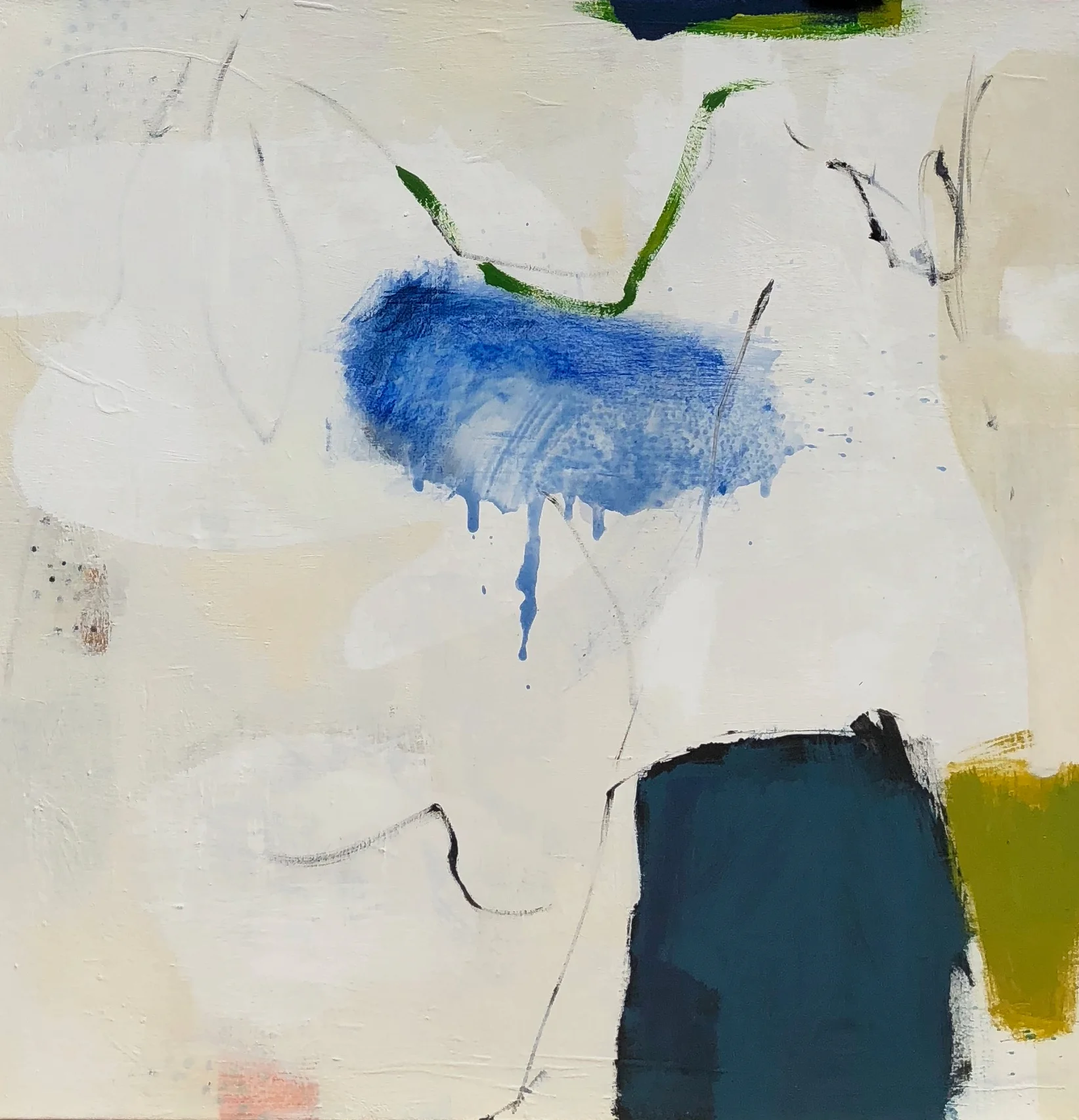   Moorefield , 2018, oil and mixed media on canvas,  40”w x 40”h 