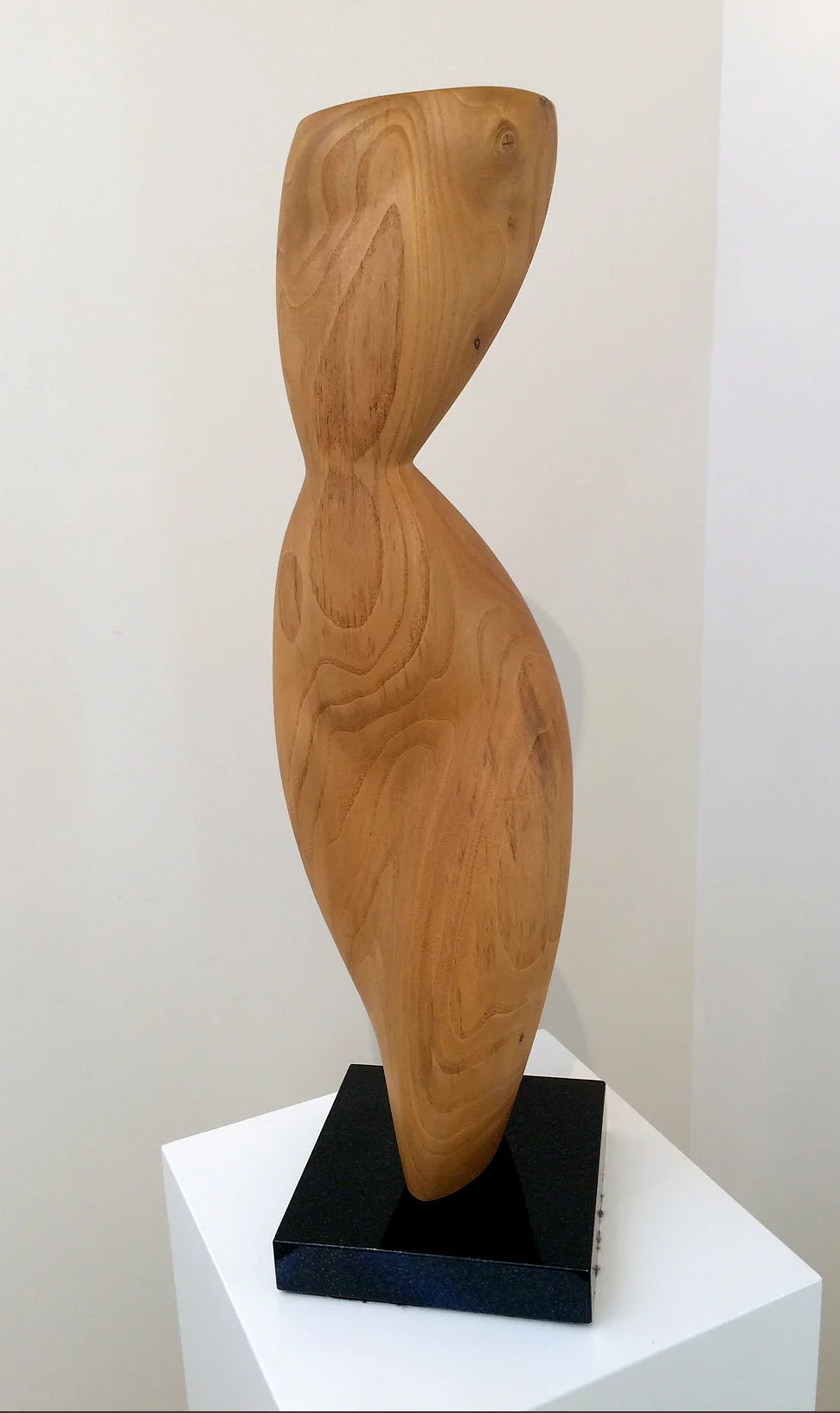   Torso , elm on black granite base, 2007,   7”w x 24.5”h x 7”d 