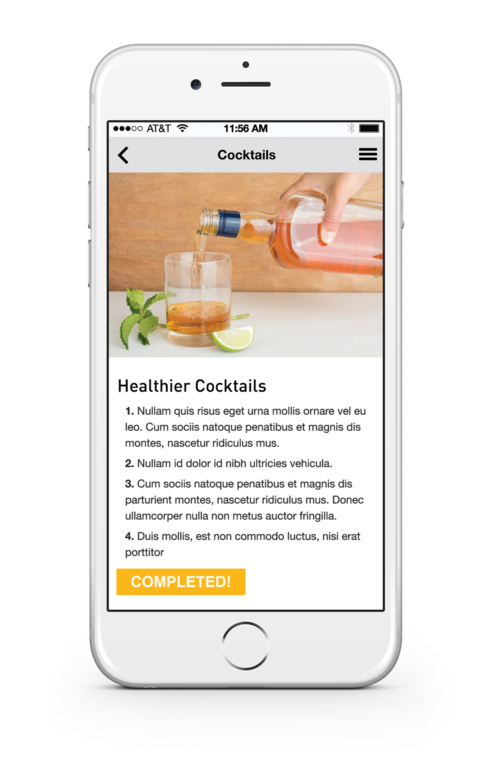The detail task screen contains imagery and simple call to action content. So the user only see's relevant information. 