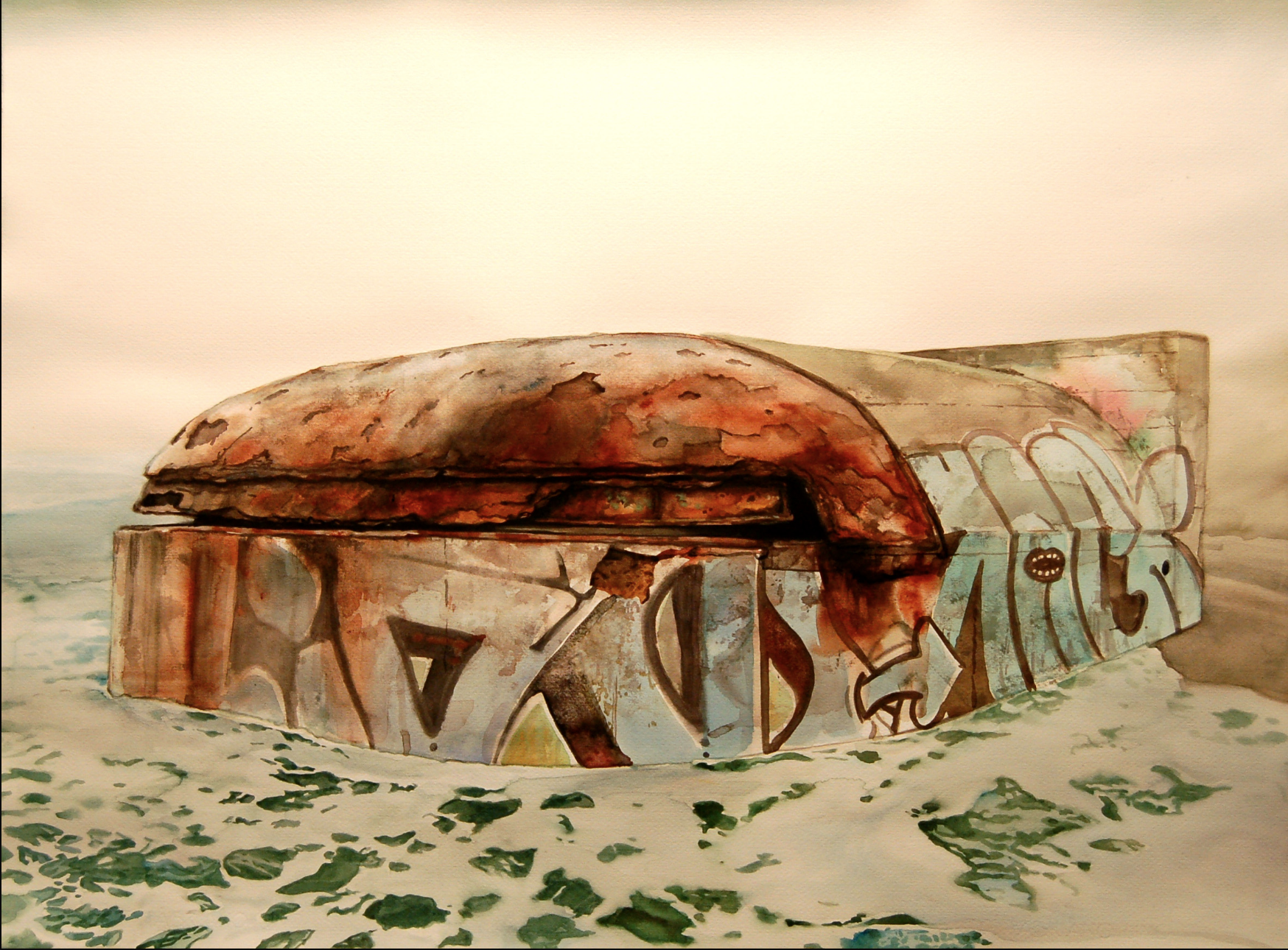 BES, BATTERY BLUFF, BD-FF, 2010, Watercolor on paper, 22"x30"