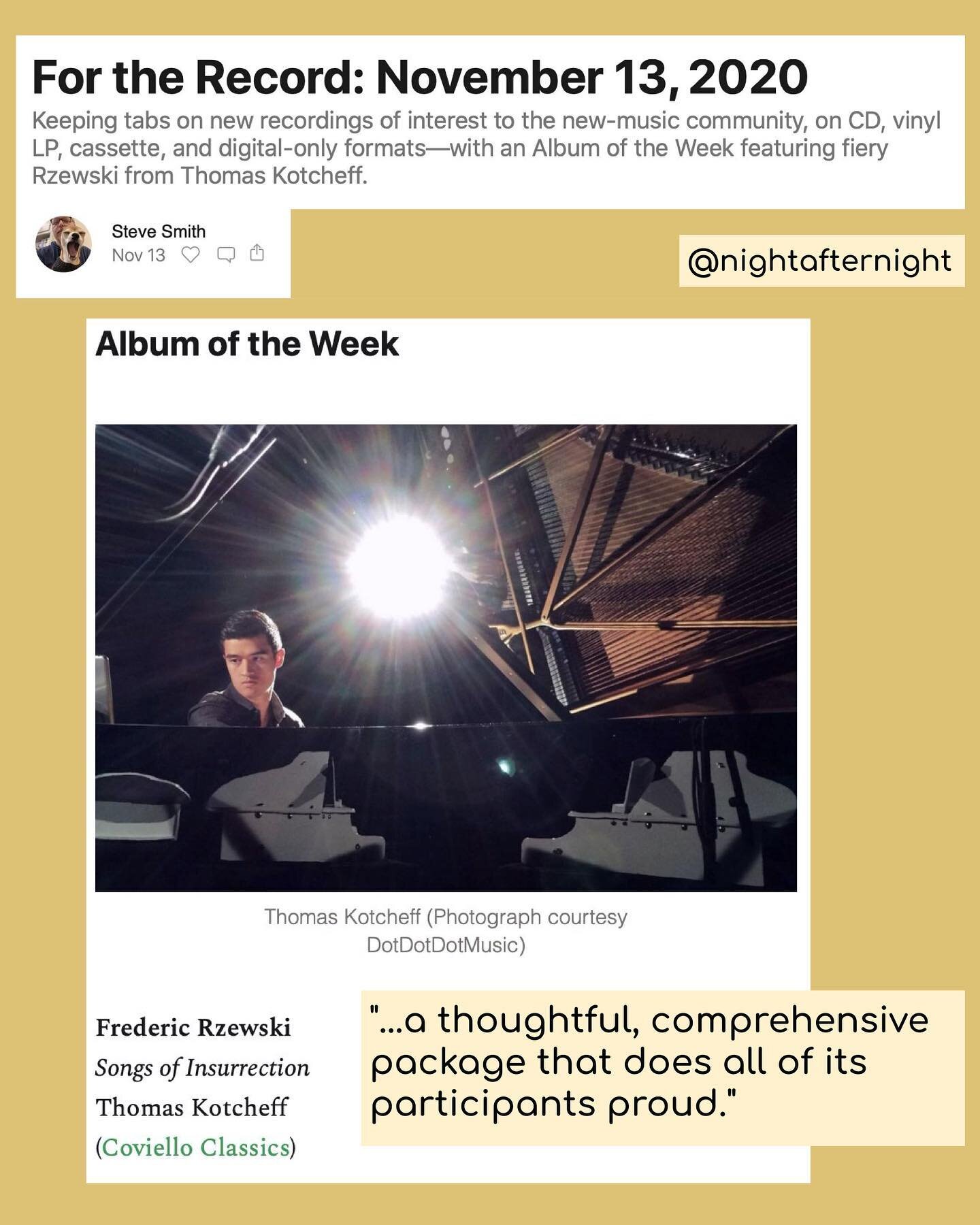 &ldquo;Songs of Insurrection&rdquo; 💽 chosen by @niteafternite as Album of the Week! Thank you Steve! 🌟 Link to listen to the album in profile! 🎉