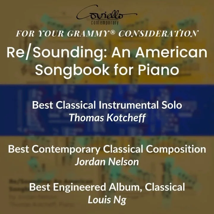 For you GRAMMY&reg; consideration: Re/Sounding: An American Songbook for Piano

🎹 Best Classical Instrumental Solo
🎶 Best Contemporary Classical Composition
🎤 Best Engineered Album, Classical