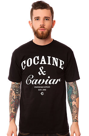 COCAINE AND CAVIAR MENS T SHIRT YOLO CANNABIS DOPE C&C PRINT GENTS NEW