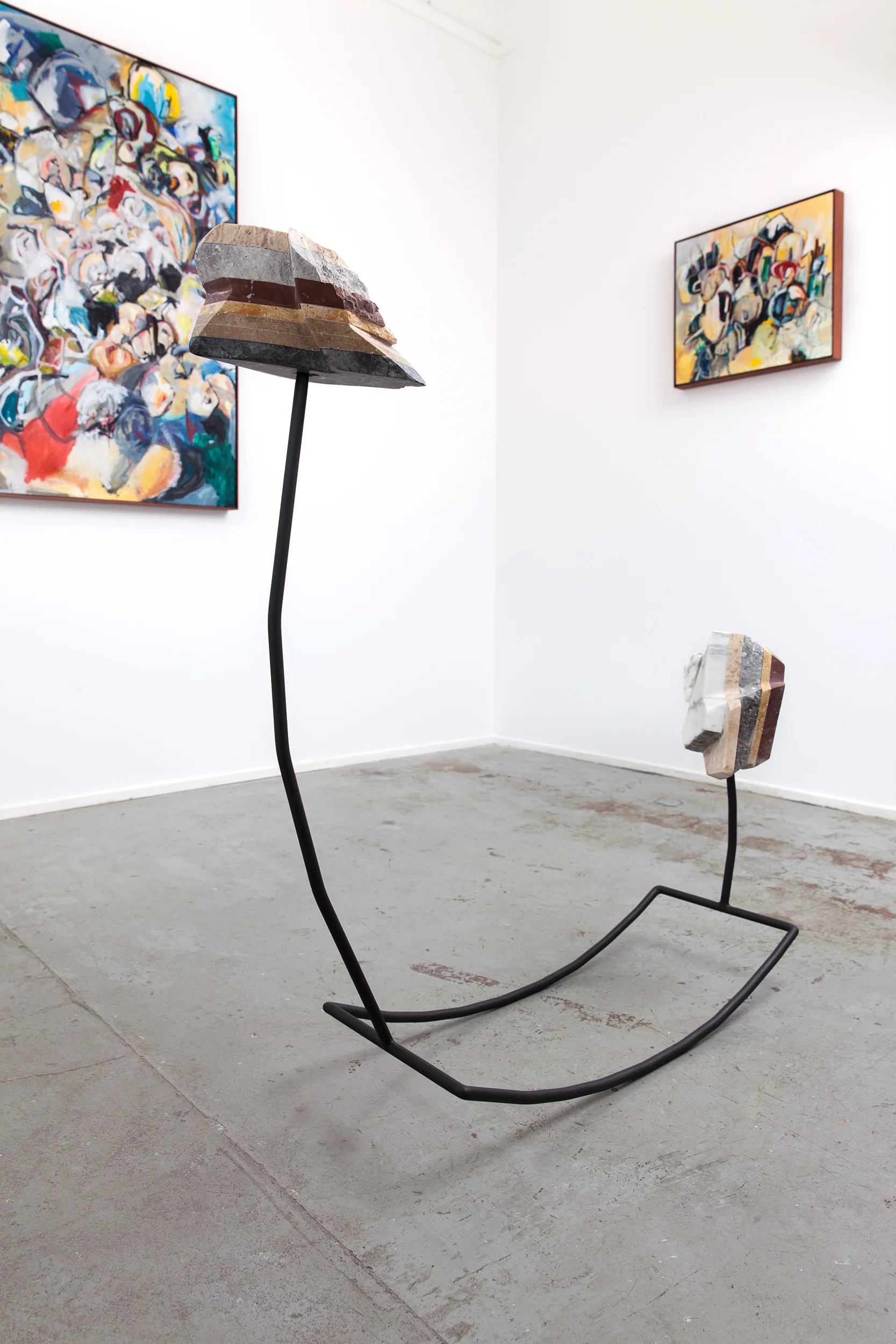 Untitled (sculpture) , 2017 granite, marble & steel, 102 x 90 x 28cm Photo: Jasmine Fisher