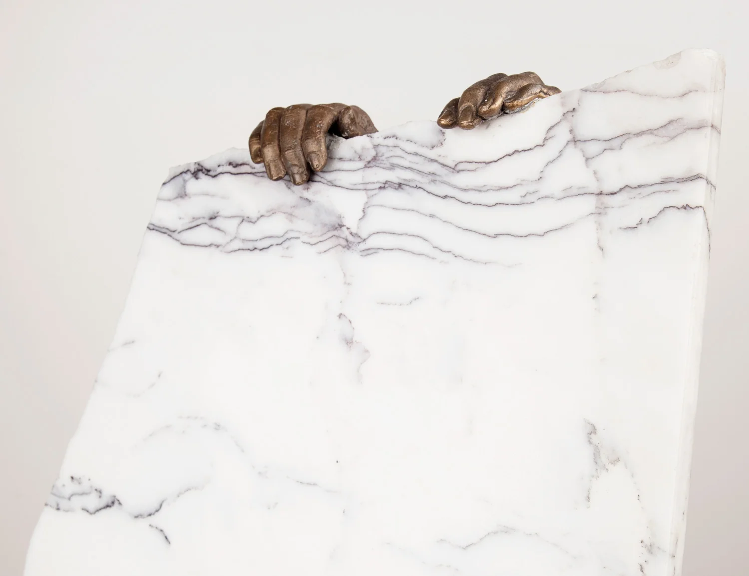 Detail of Untitled (peak & trough) , 2015 bronze, New York marble & steel, 130 x 130 x 130cm