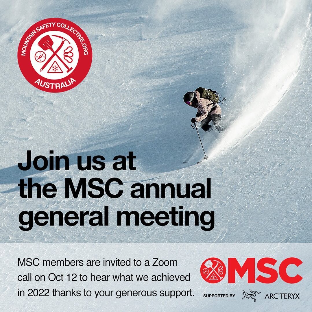 All MSC members are invited to join MSC&rsquo;s online Annual General Meeting on Wednesday 12 October for an overview of our activities in 2022 and discussion for the year ahead. Link in bio. https://mountainsafetycollective.org/agm-2022#!event/regis