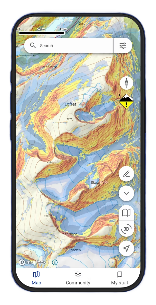 Skida backcountry app