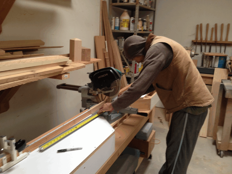 Animated GIF of Russell Moore assembling version 2.0 in our development shop in Abiqui NM
