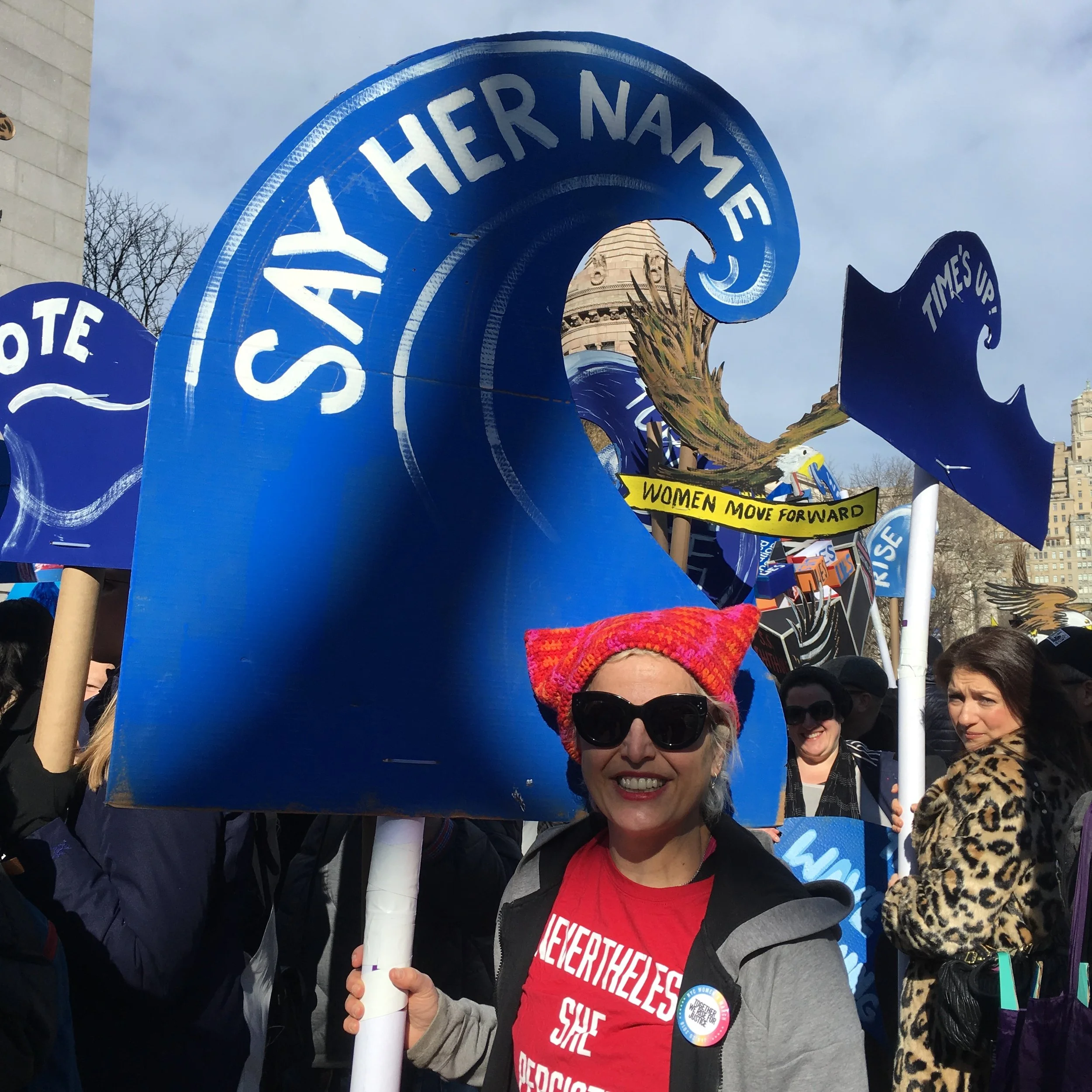 Waves, eagle and friend at the NYC WOMEN’S MARCH 2018.