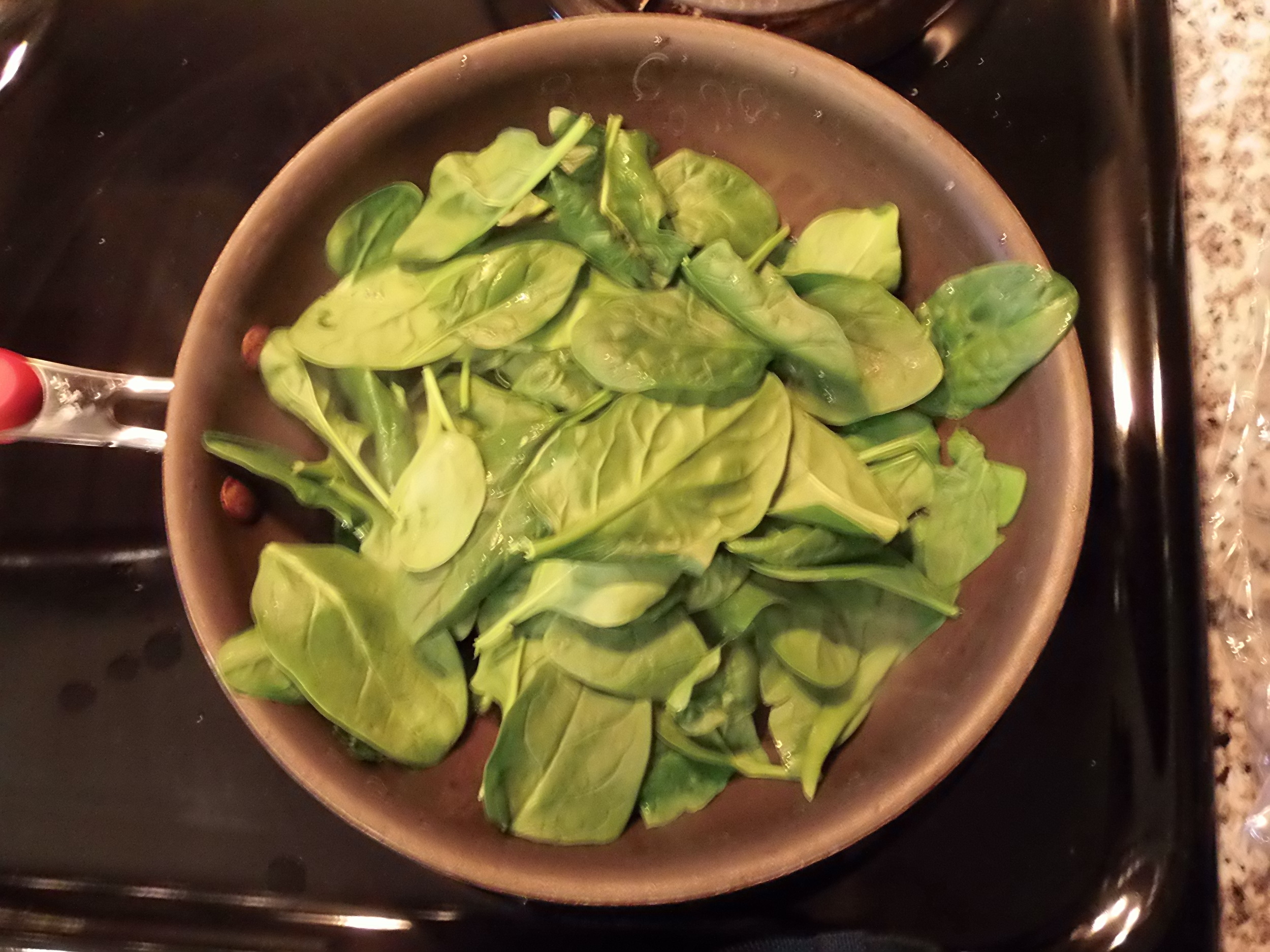 I first cooked down my spinach, so it was nice and soft. 