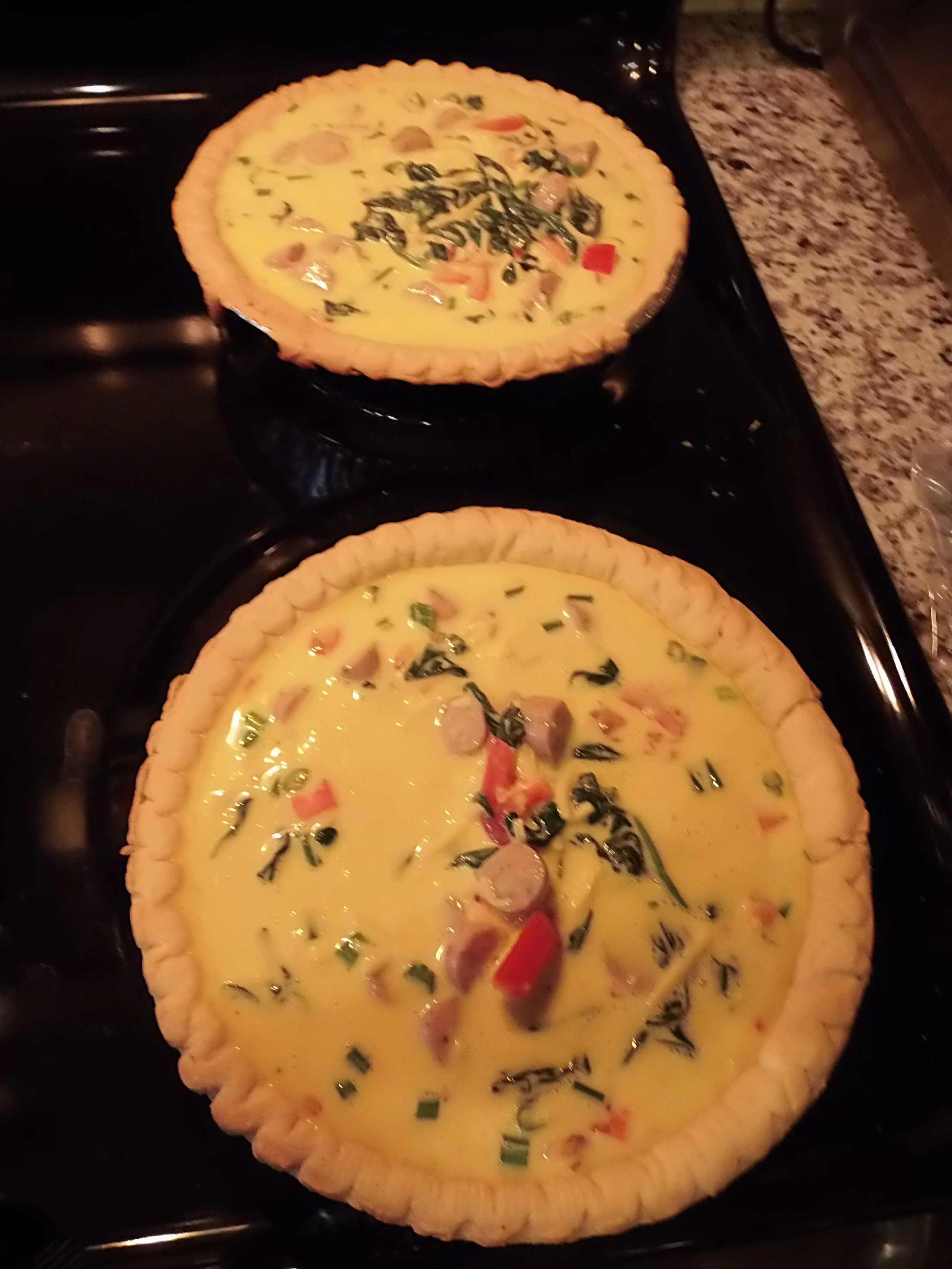Throw the pies in the oven at 375* for 45 minutes. 