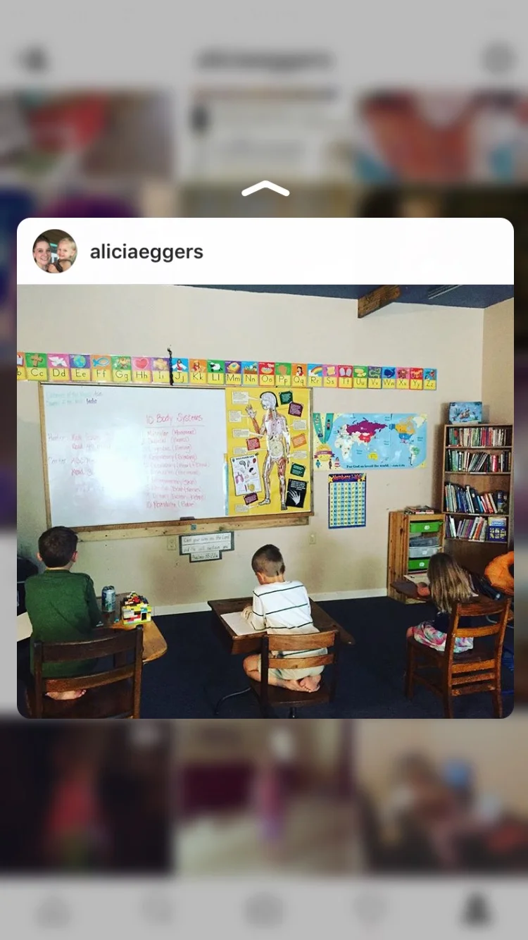 Homeschooling can be sitting down, but that's kind of rare.
