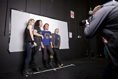 A sneaky peek at a backstage shoot with MCR - an astonishing live act and so perfect for our project. Their production team as well were incredible, so slick. We love that.