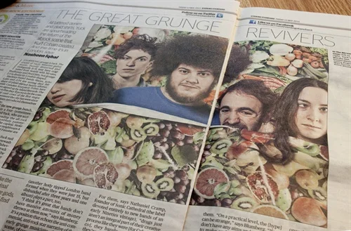 Great to see the legendary fruity backdrop splashed across the London Evening Standard this week, with the very excellent Yuck nestling amongst it. A good couple of days for tearsheets.