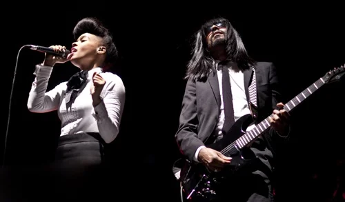 I was a punter at Wireless (not typical Tom) at 2pm on Saturday to see the opening act (again, rather unusually), the incredible Janelle Monae . She's so unbelievably awesome. Sorry to repost but I shot Janelle for Be Here Now last December when she supported Vampire Weekend and man, it was such a stunning peformance - just when you think you've seen the lot, someone comes along and cleans your glasses for you, then slaps you for being a cynic. I hope she becomes the biggest thing in music, just for having such style, energy, cool, flair...