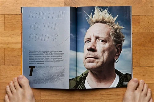 Regular viewers round here could be a tad tired of seeing Johnny's chops but imagine my delight on viewing this PiL feature in the current issue of MOJO. There's another full page band shot further in but this use of the close up is pretty much exactly how any snapper would like to see their work displayed, especially when of a music legend, and in a serious music title with a dedicated readership. It's what I was hoping for when I shot it, and I feel like I say this a lot, but this is definitely the target. The shoot went off brilliantly, and despite my admitted nerves, we bowled in and nailed it and it's great to see the fruit of that on the page - hence another bloody re-post about it. Sorry.