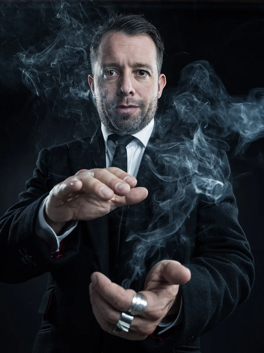 Shoot portraits of a massively well-respected magician and have your mind blown while you're at it? OK! Sav The Deceptionist came and wowed us at the studio while we nailed a new set of press images for him. I love it when he sidles up to us at a party cos you know pure mischief is about to go down - and you will too. More about him here: http://www.deceptionist.co.uk/