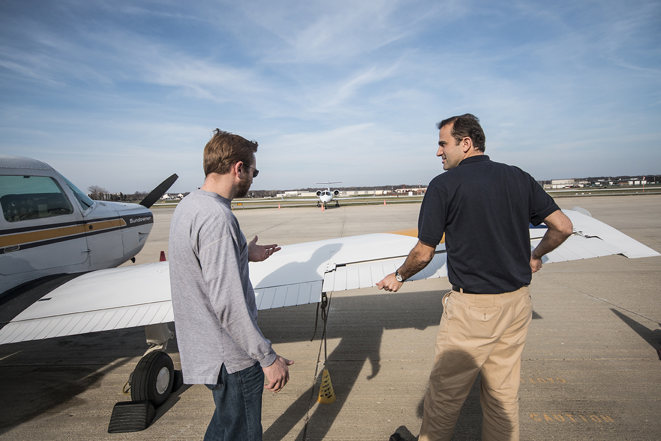 Checking the ailerons