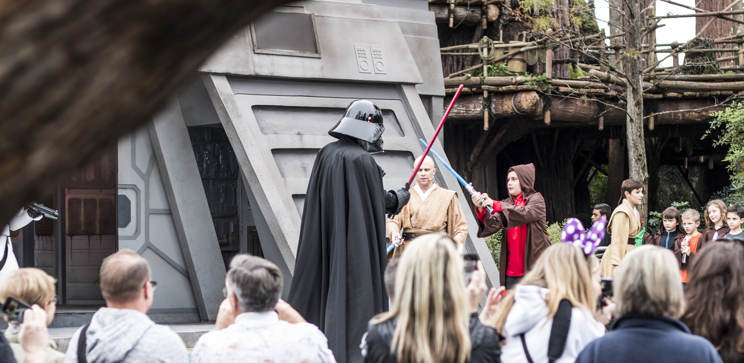 Darth Vader up against one of the younglings.