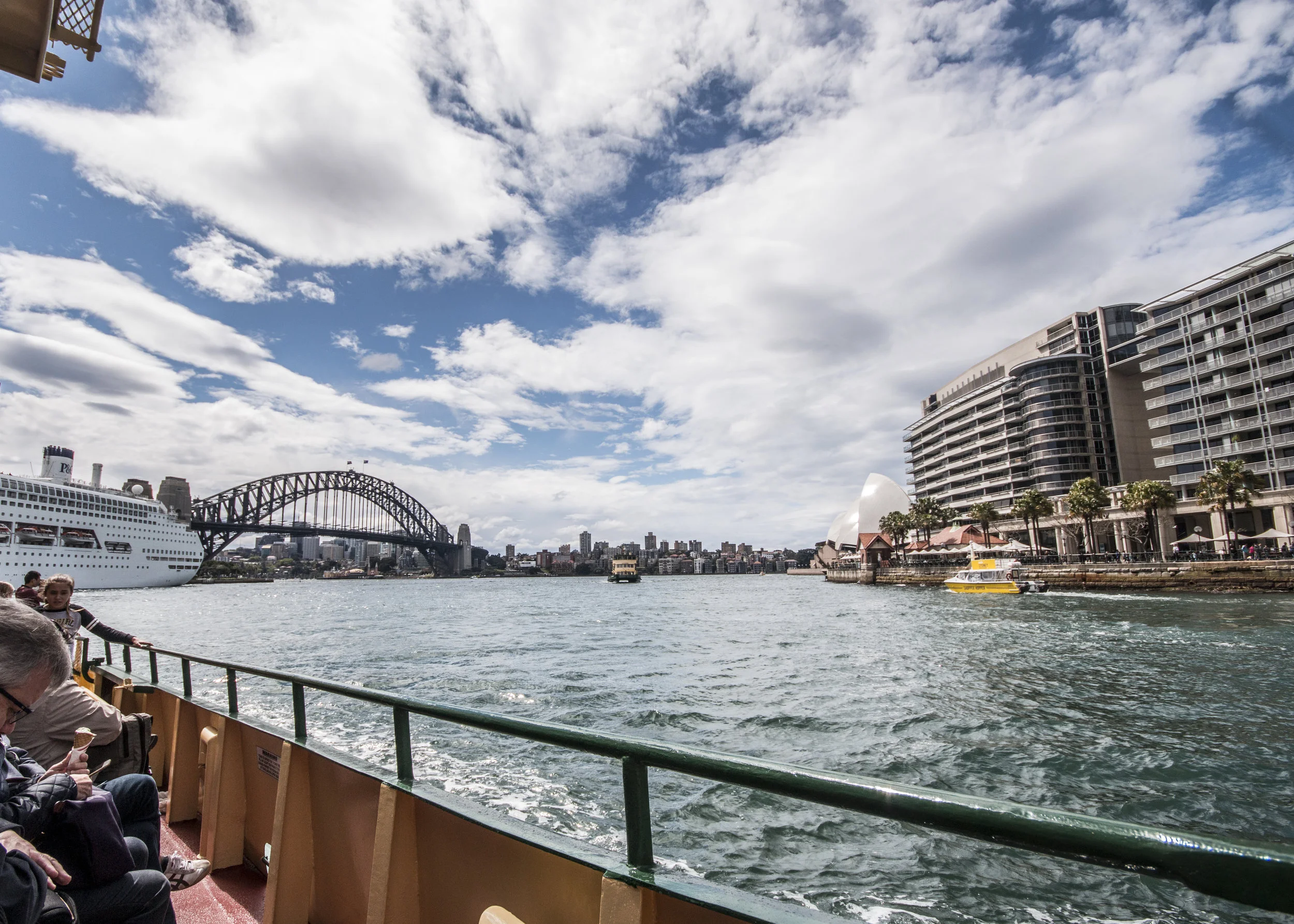 On the ferry.