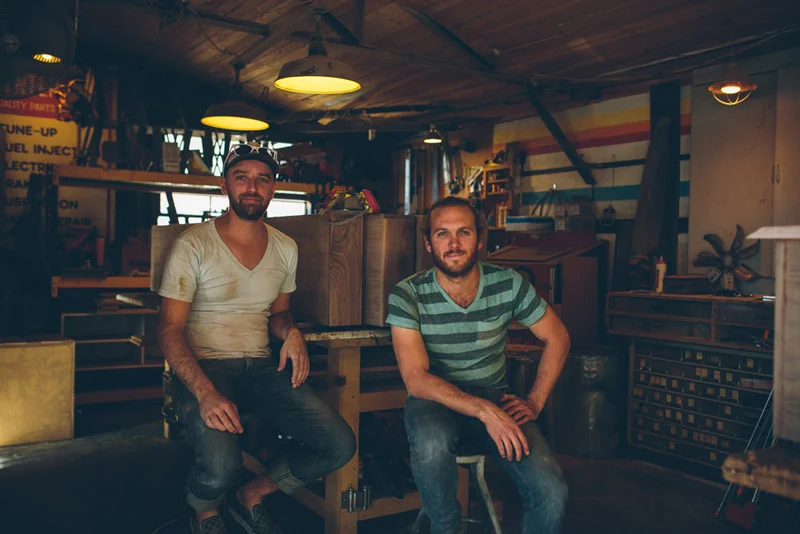 2013. Ben & Rob at Fin Art's first studio. Image by Shaun Boyte.