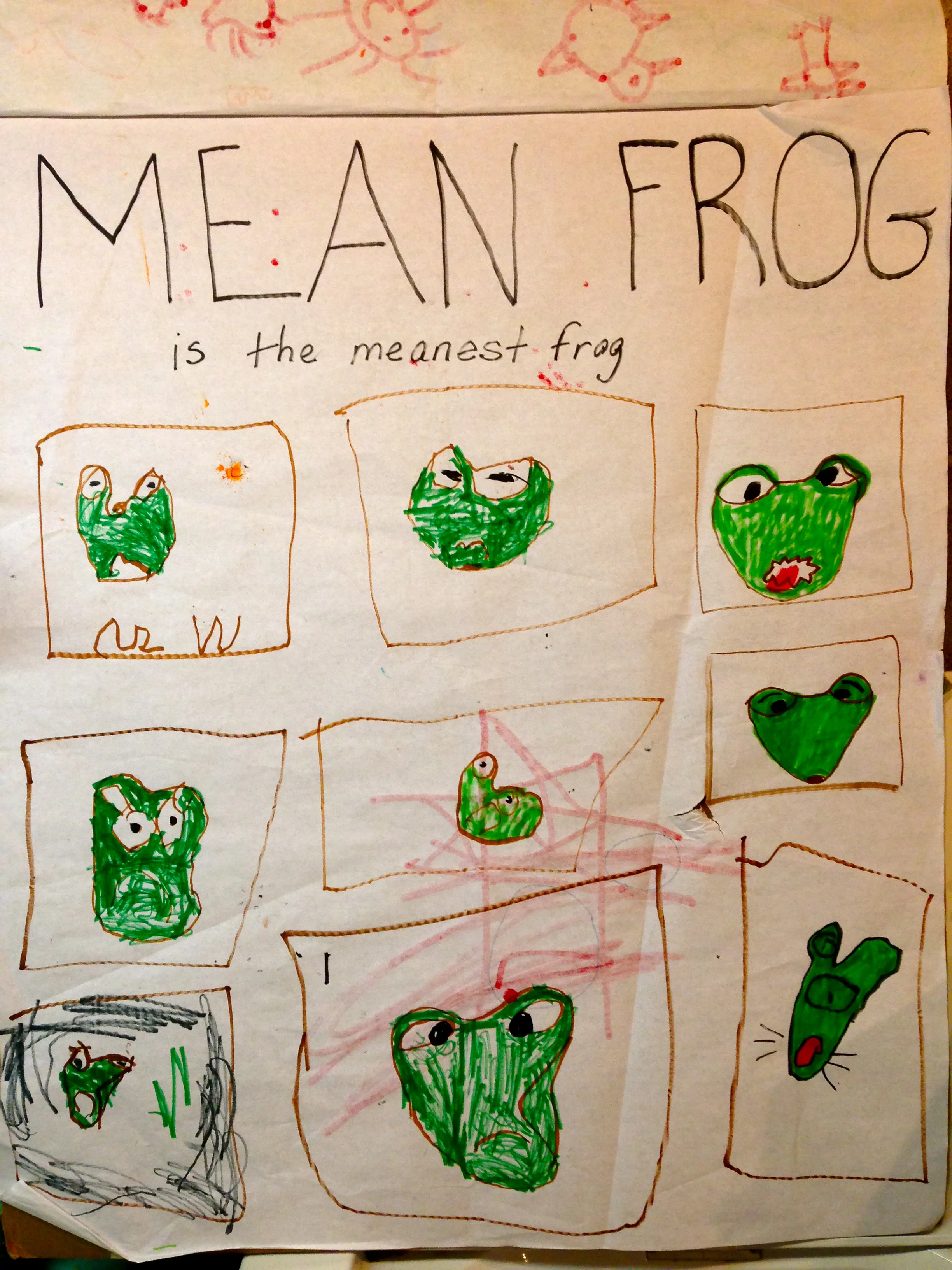 The Mean Frog is the Meanest Frog: Drawing by Author's Son