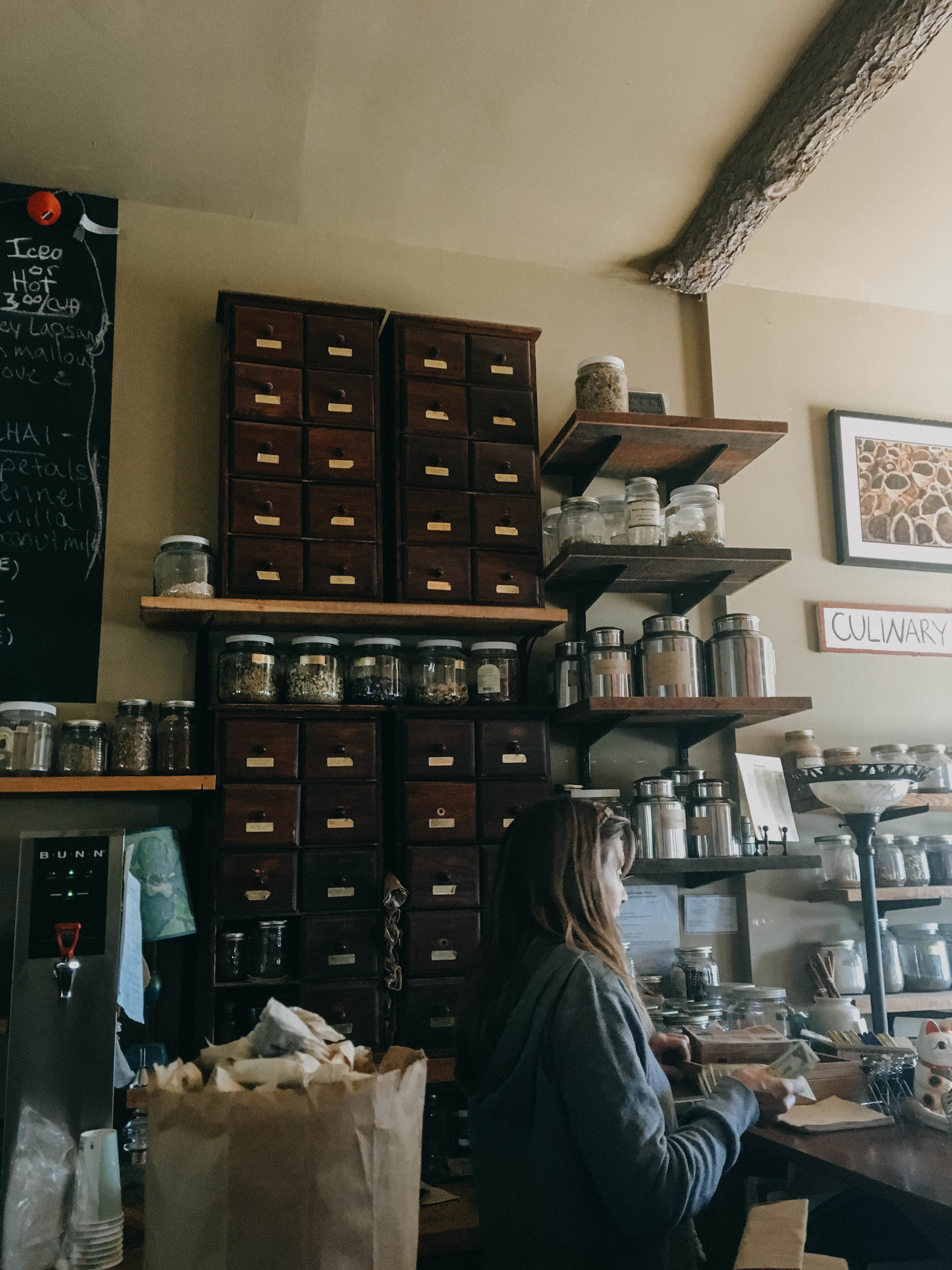 Where do I even stat with this wonderful woman!? She's the owner of Homegrown Herbs + Tea, she mixes your tea right there in front of you!