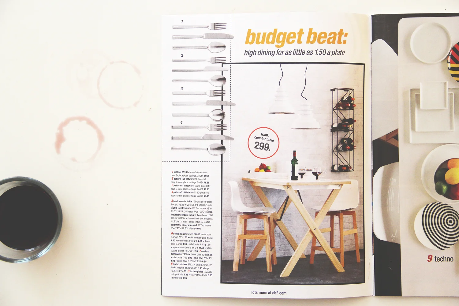 Frank counter table 2011 -- CB2 Melamine top with exposed edge, plywood legs, metal crossbars (Catalog photo credit: CB2)