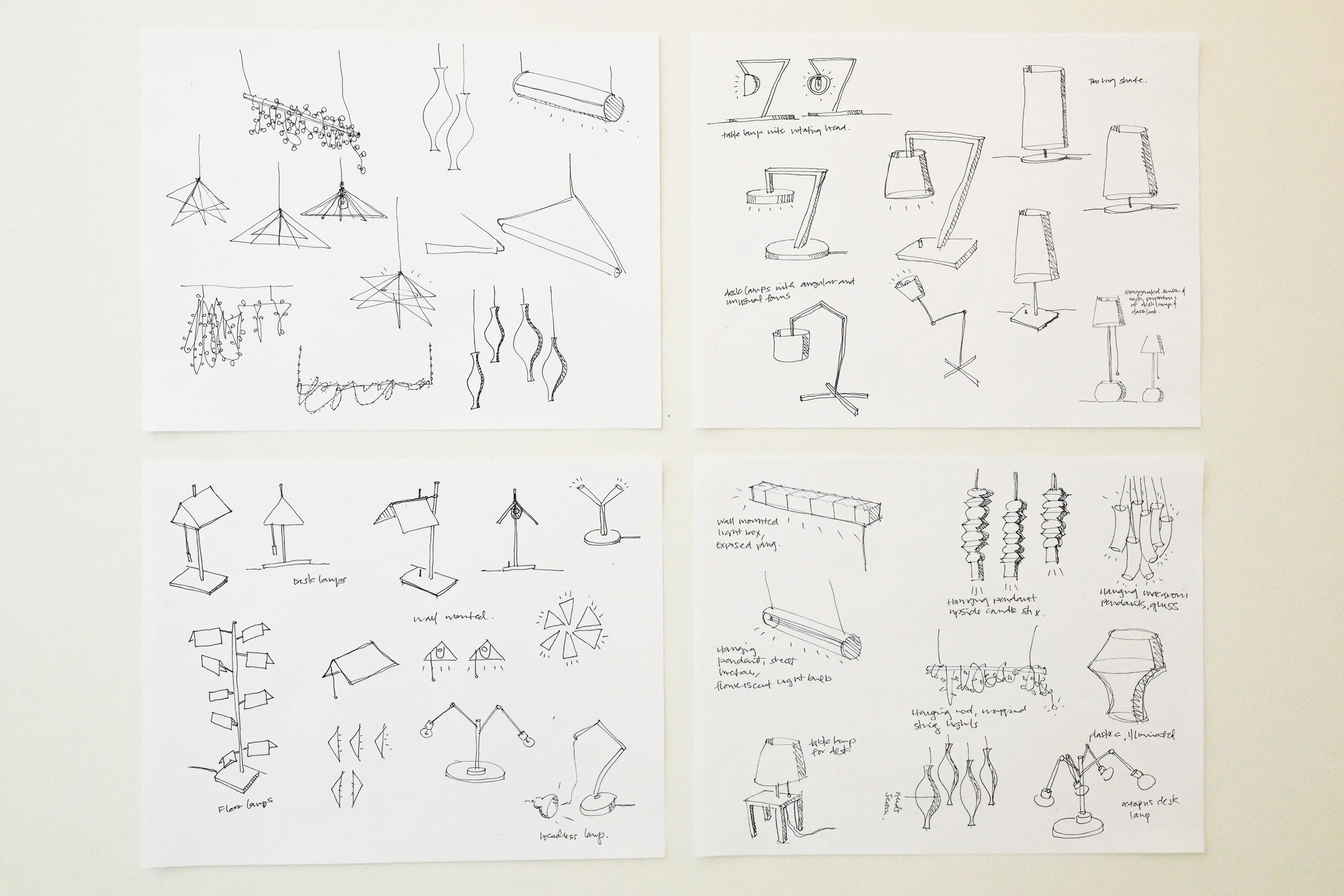   Initial sketches for various lighting concepts  2010 