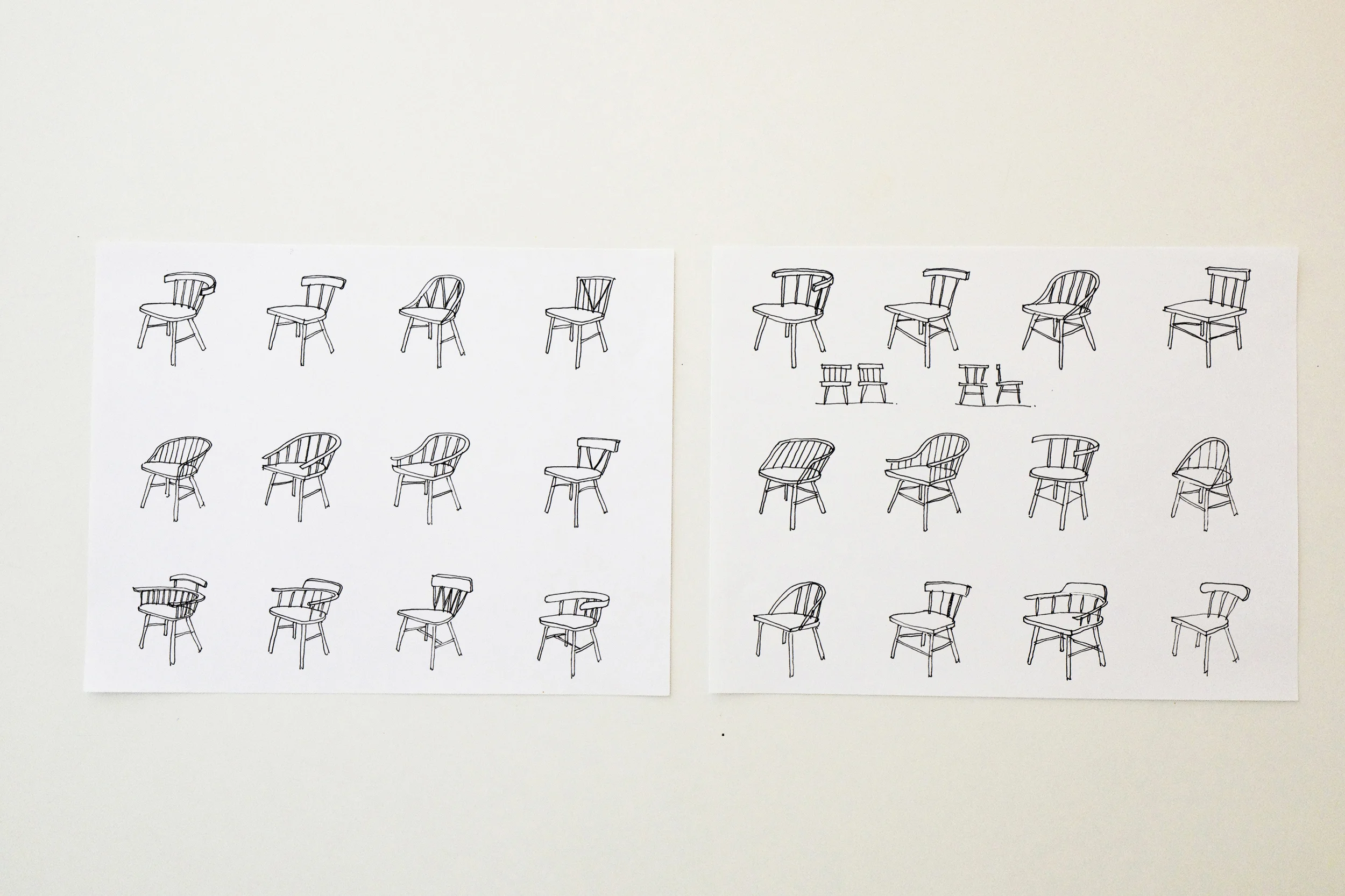   Initial sketches for a shaker-style chairs  2012 