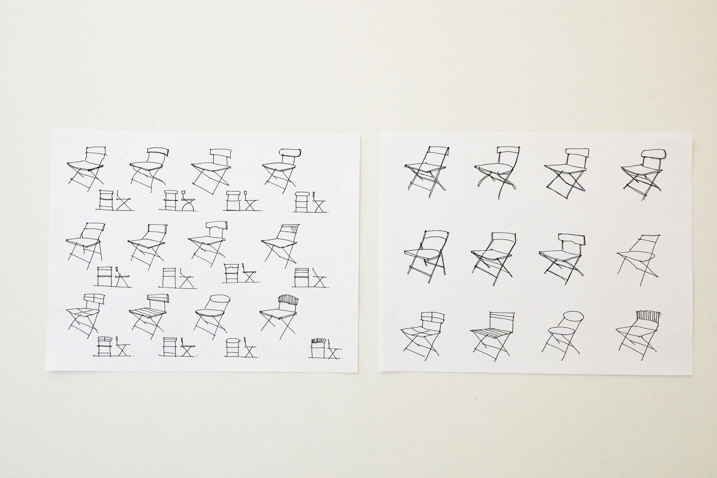  &nbsp; Initial sketches for a modern folding chair  2012  