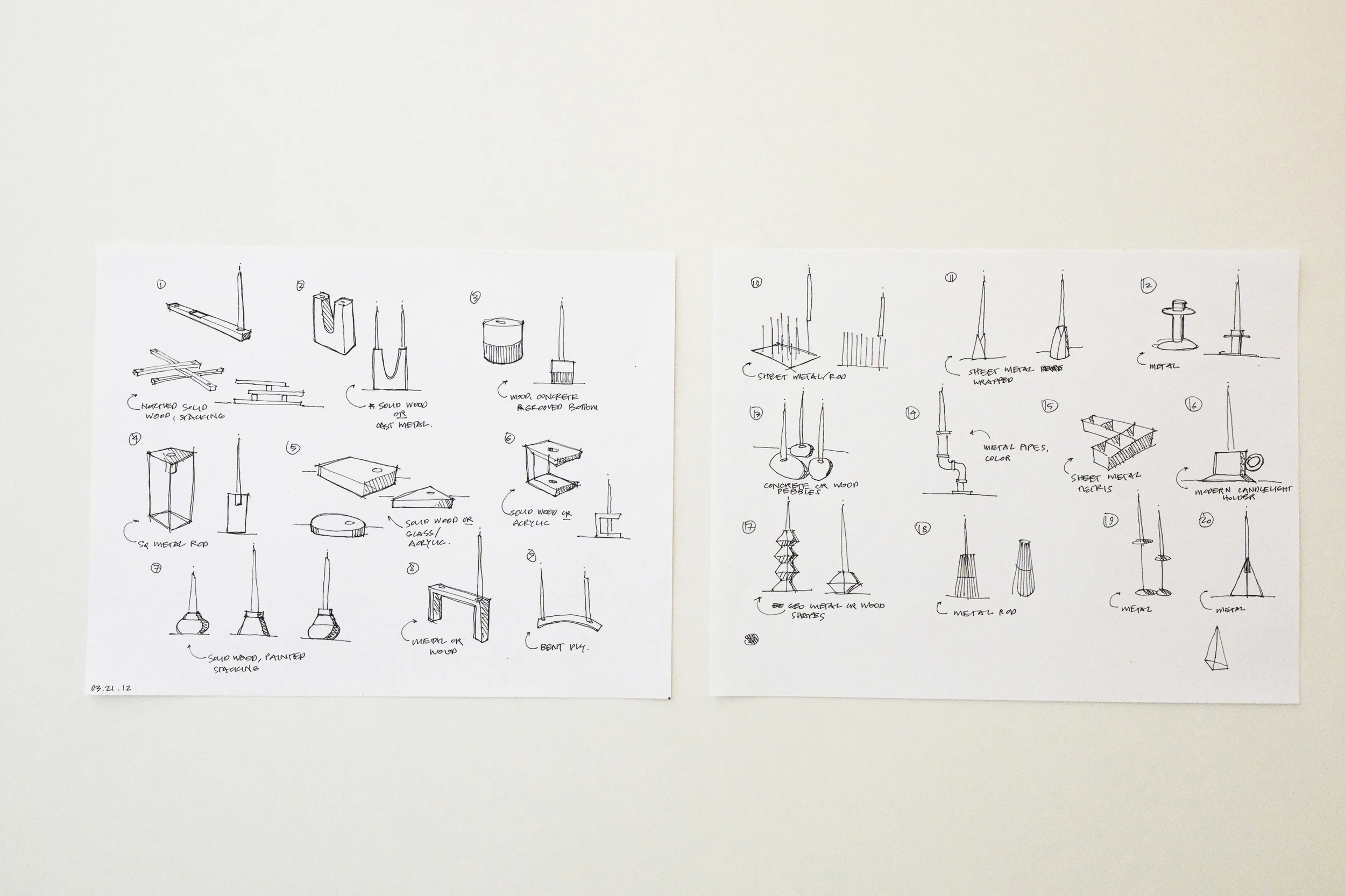   Initial sketches for modern candlesticks  2012  
