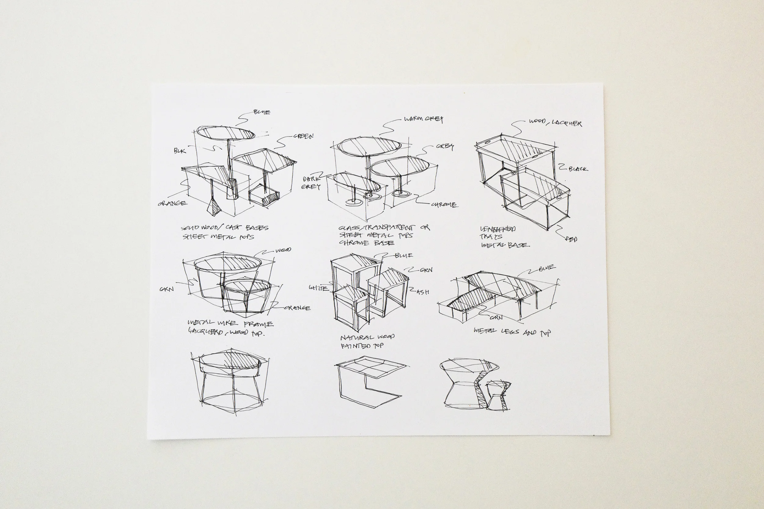   Initial sketches for modern nesting tables  2012 