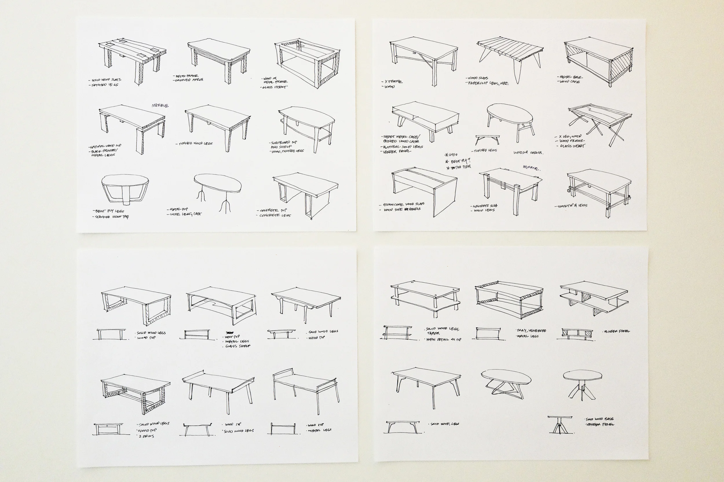   Initial sketches for coffee tables  2011 