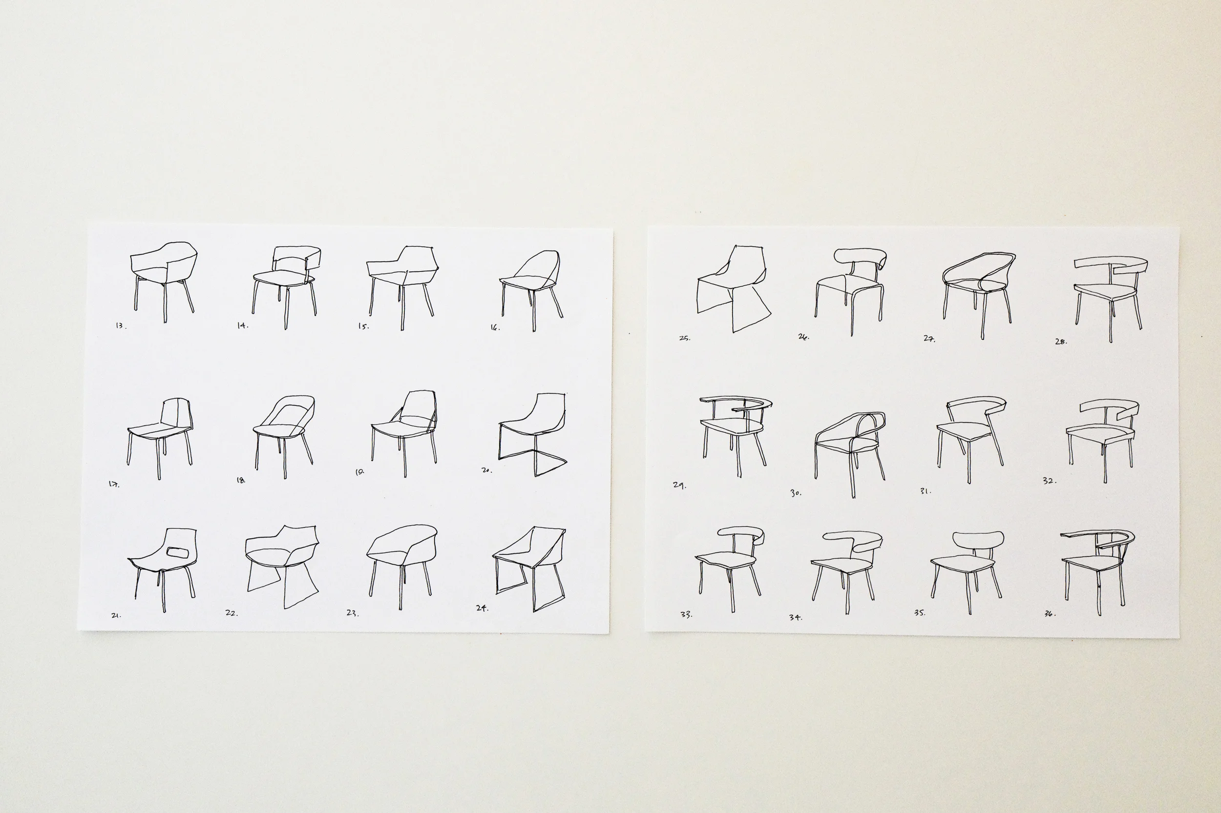 Collection of initial sketches of indoor/outdoor lounge chair 2012