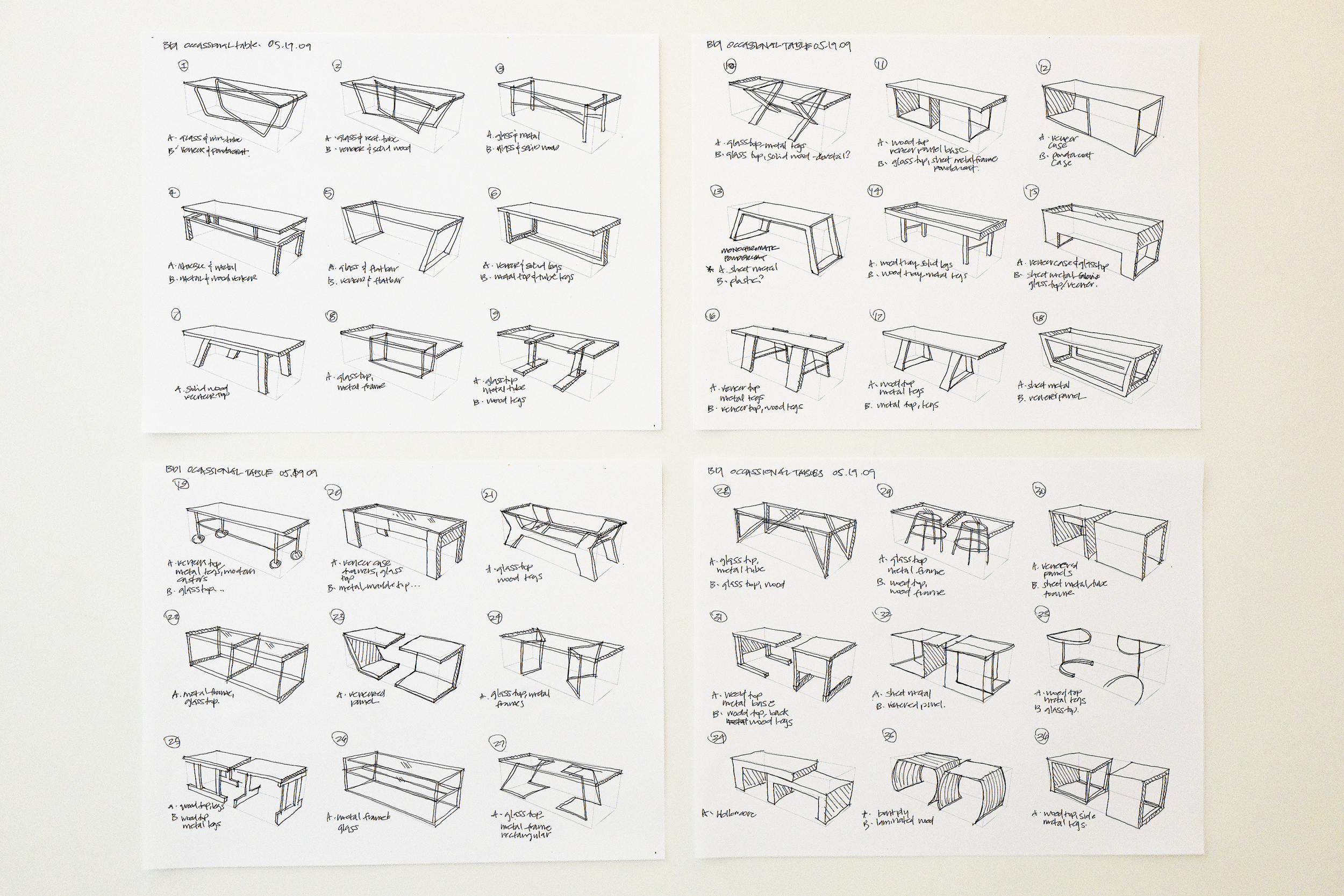   Initial sketches for coffee table  2009 